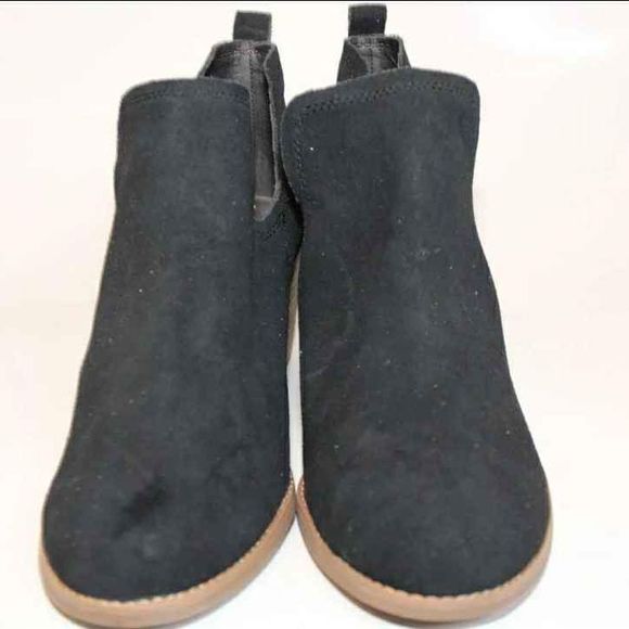 NEW TOMS Kallie Wedge Womens Black Suede Cutout Ankle Boot Size 9 - Picture 7 of 9